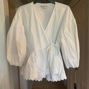 Kika Vargas White Puff Sleeve Blouse